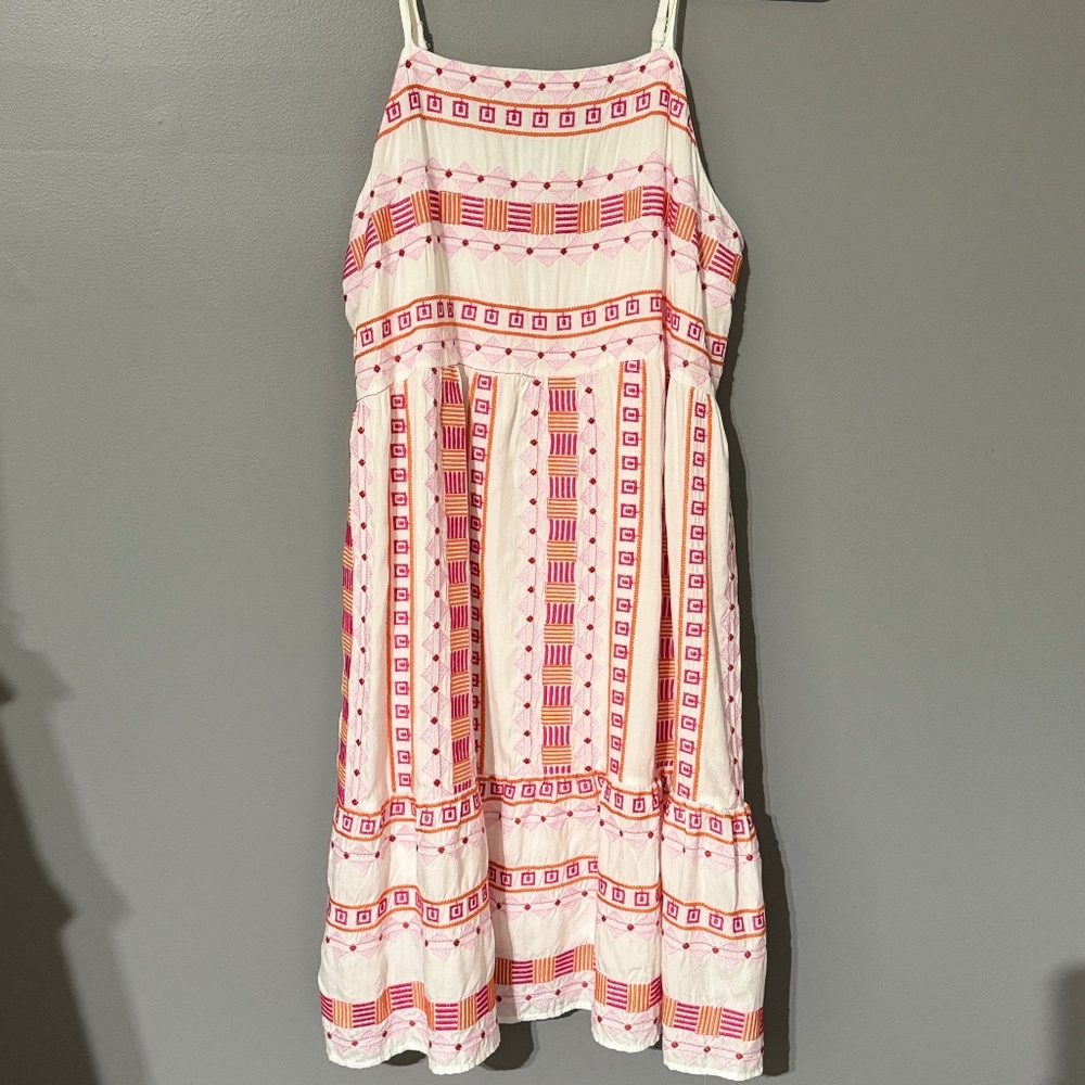 Savanna Jane Embroidery Dress Ivory Multi Pink Orange Red Sundress Tropical